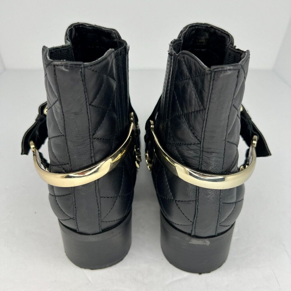 Karl Lagerfeld Womens Paris Marisol Quilted Harness Buckled Chain Size 7 Booties - Picture 5 of 9